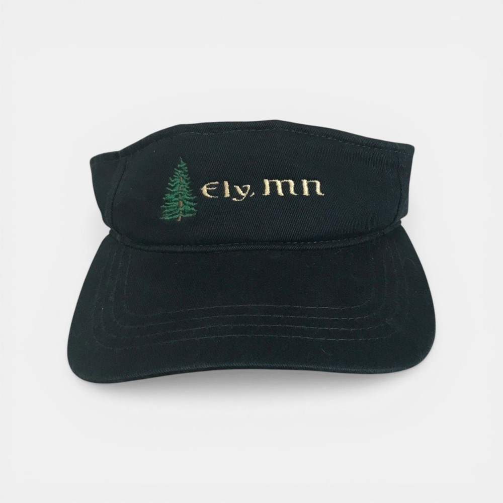Alternative Apparel Ely MN Minnesota Sun Visor Black Pine‎ Tree Souvenir Hat Adj